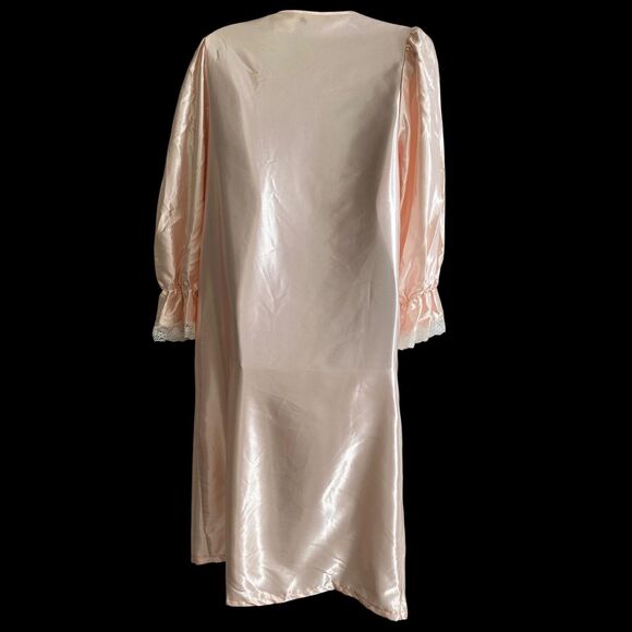 Vintage Heather Lane Nightgown Womens Small Satin Lace Long Sleeve 80s Retro - Picture 4 of 6